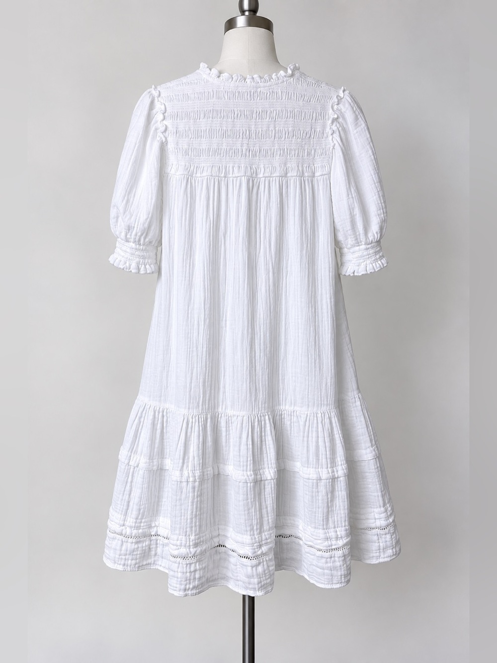 ME+EM Cheesecloth Pleat Swing Dress 100% Cotton Size 6 White - Picture 3 of 5